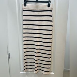 H&M Black and Cream Striped Maxi Skirt